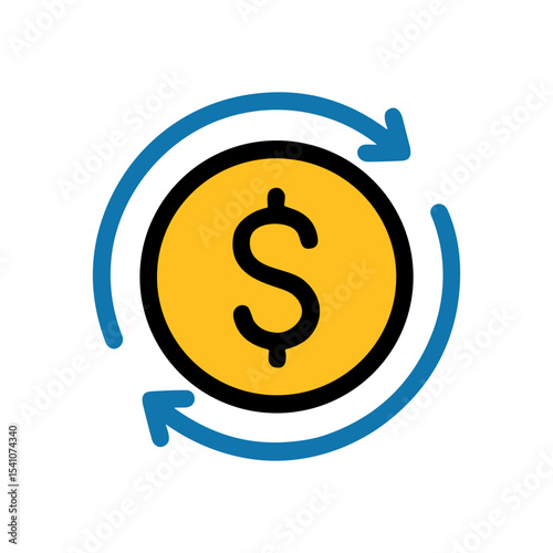 Revolving Dollar Financial Circulation Symbol. Icon symbol illustration