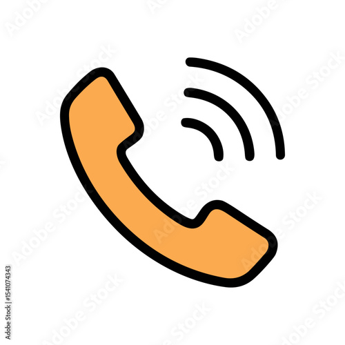 Ringing tangerine telephone handset icon. Icon symbol illustration
