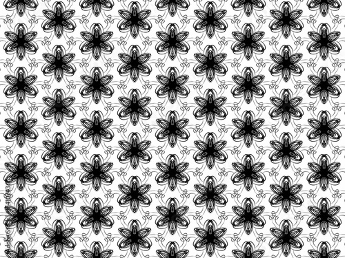 hand-drawn seamless geometric pattern, black and white, dots and lines, repeat design, abstract printable background