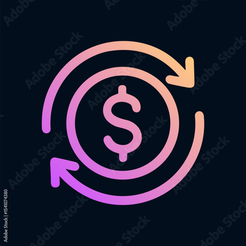 Rotating Dollar Symbol Currency Flow. Icon symbol illustration