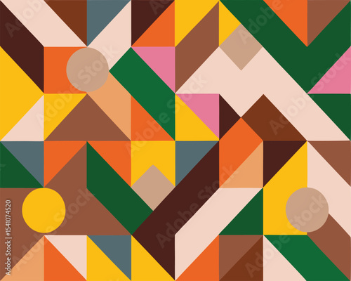 Geometric pattern with triangles and circles composition