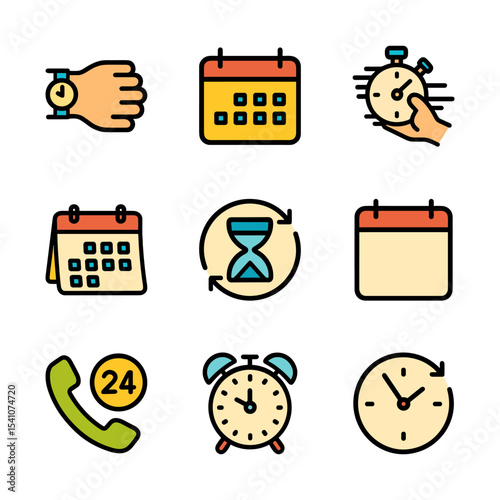 Time management themed icon collection. Icon symbol illustration