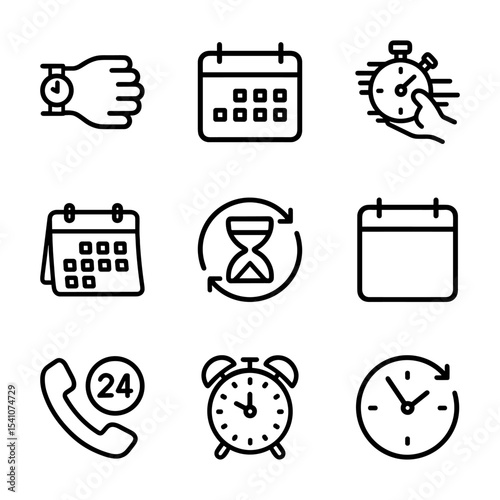 Time Management Icon Set Illustration. Icon symbol illustration