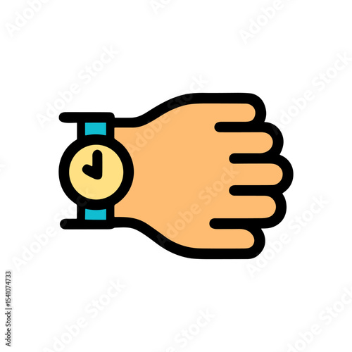 Time on hands wrist in illustration. Icon symbol illustration