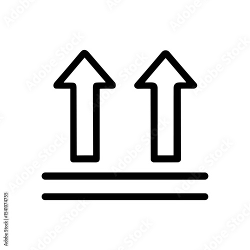 Two arrows pointing up above lines. Icon symbol illustration