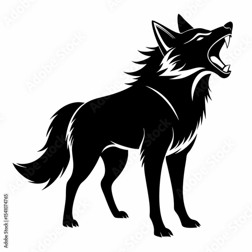 Arctic Fox roar sound silhouette on a white background