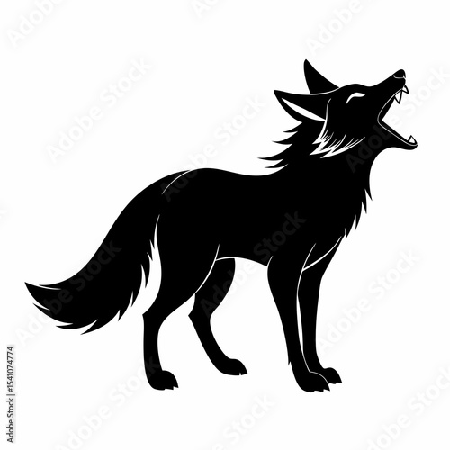 Arctic Fox roar sound silhouette on a white background