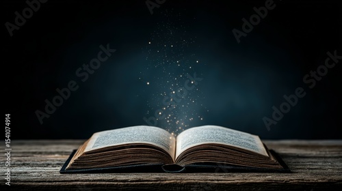 Open book with magical light emanating from it.