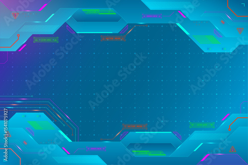 Abstract Futuristic Technology Background Blue Neon Geometric Design