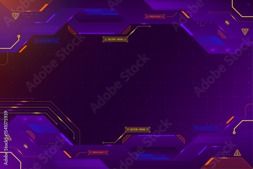 Abstract Futuristic Technology Background Purple Neon Hexagon Circuit Design