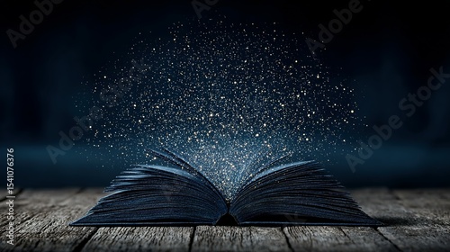 Open book with magical light emanating from its pages.
