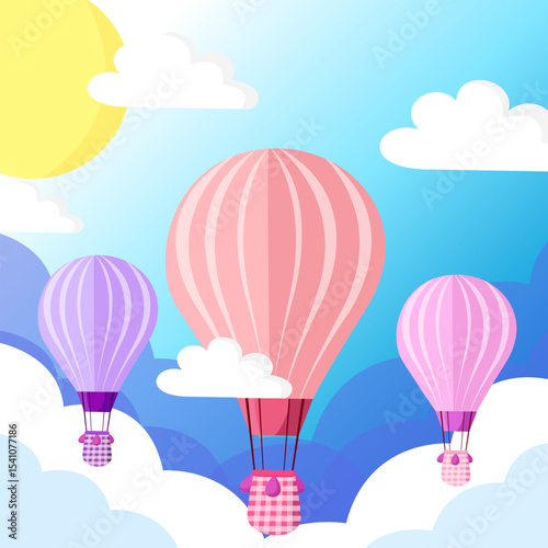 A picture of a colorful balloon floating in the sky.