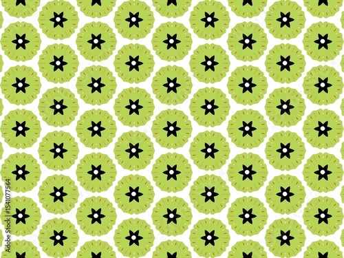 hand-drawn seamless geometric pattern, green, dots and lines, repeat design, abstract printable background