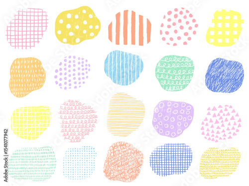 手描きあしらいセット　流体シェイプ　パターン　カラフル