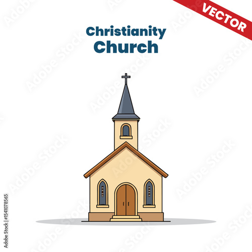 Christian Church Building Vector Illustration