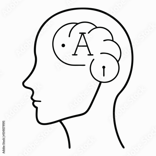 Human Brain AI and Information Processing Illustration