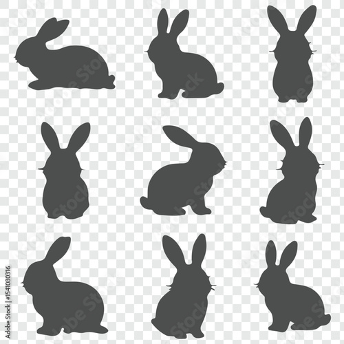 Set of different rabbits silhouettes. Cutie bunnies. Vector. set of rabbit illustration.