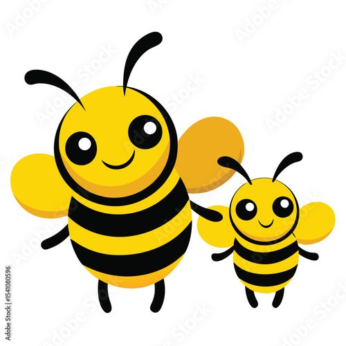 Adorable Cartoon Bees A Sweet Illustration of Mother and Baby Bee