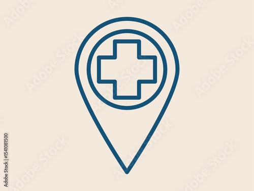 Location icon. Hospital outline vector icon. Simple outline icon.
