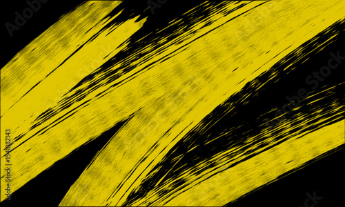 Yellow brush art painting on black background