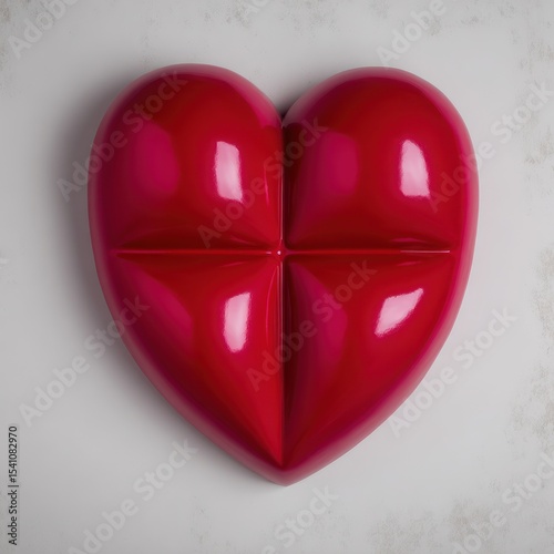 Red Heart Shaped Chocolate Dessert on White Background