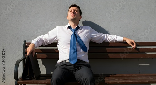Summer heat. Office workers with sweaty suit shirts.