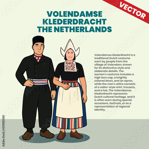 Volendamse Klederdracht Traditional Dutch Costume Illustration