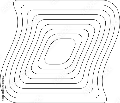 Rounded square blended lines design. Geometric shapes