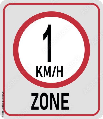 1 km h speed limit zone. Vector illustration