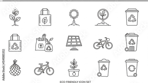 Eco-Friendly Icon Set Sustainable Living Illustrations