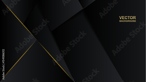 Abstract .Modern background. Black and gold polygon glow light background. vector.