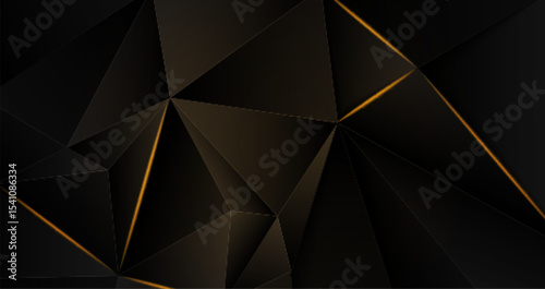 Abstract .Modern background. Black and gold polygon glow light background. vector.