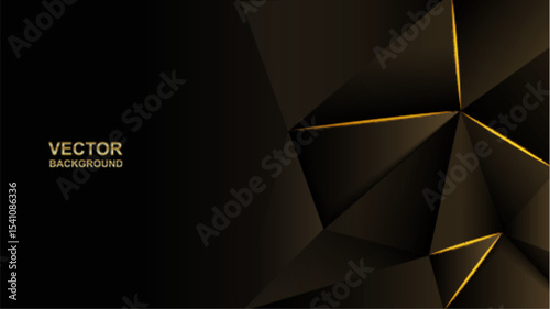 Abstract .Modern background. Black and gold polygon glow light background. vector.