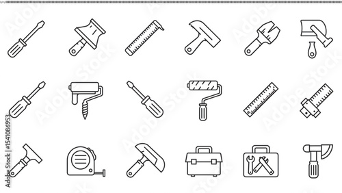Collection of Hand Drawn Tool Icons Screwdrivers, Hammers, Wrenches, and More