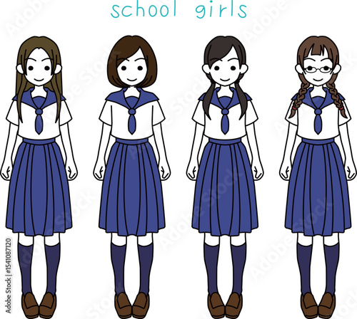 セーラー服の女子高生4人組