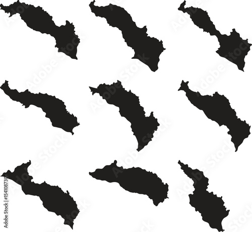 Tuvalu map black silhouette vector style with white background