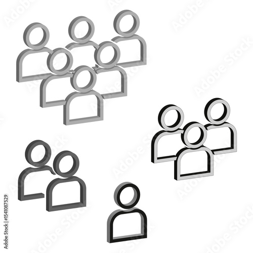 Dual team icon. Group people figure. Community layout vector. Abstract social structure.