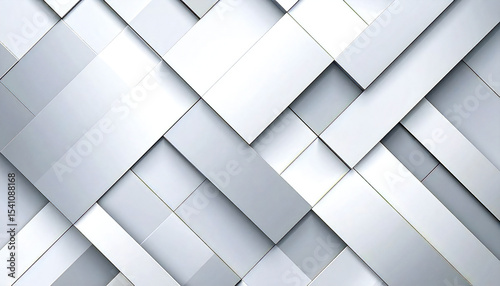 銀の幾何学模様のイラスト。3D。立体的なブロックスタイル。Silver geometric pattern illustration. 3D. Three-dimensional block style.