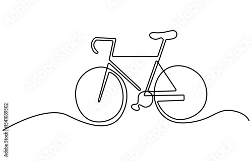 Art of bicycle. continuous line drawing of a bicycle. cycling with a Healthy lifestyle. single-line art of a classic bicycle isolated on a white background.