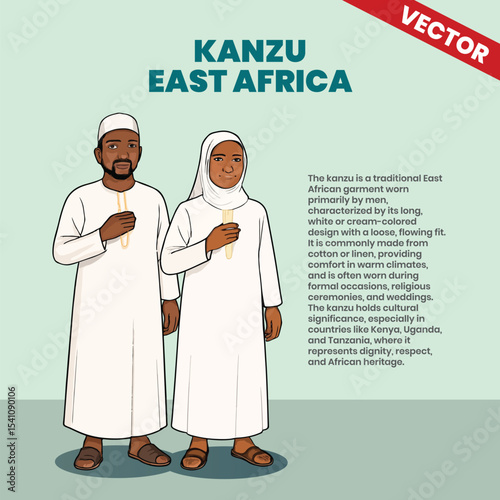Kanzu Traditional Clothing from East Africa Vector Illustration