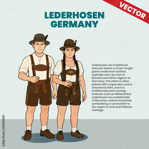 Lederhosen Traditional German Costume from Bavaria Vector Illustration photo