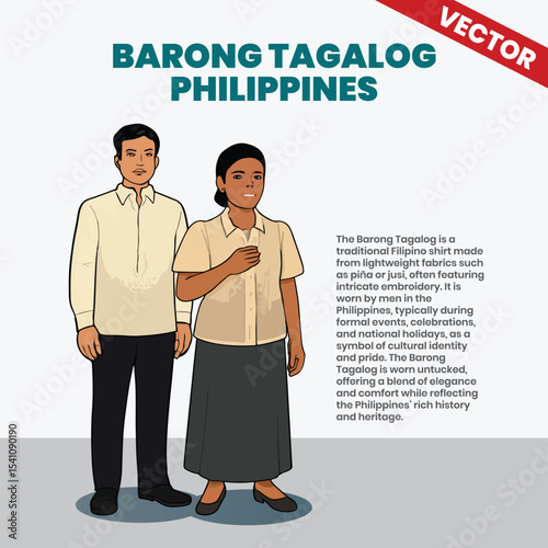 Barong Tagalog Traditional Filipino Shirt Vector Illustration