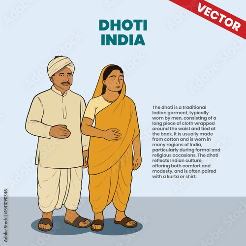 Dhoti from India Traditional Indian Garment Illustration