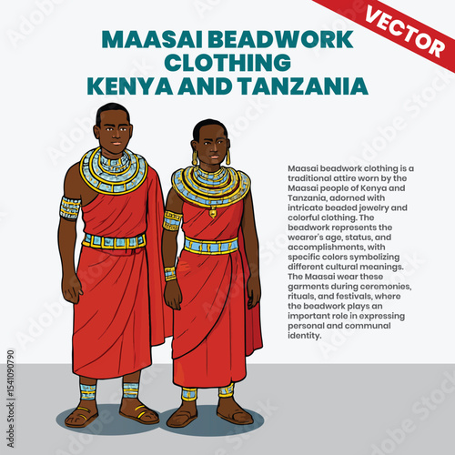Maasai Beadwork Traditional Clothing Illustration