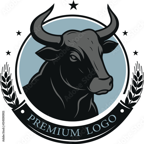 Regal Cattle Crest with Laurel Flair.