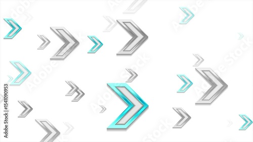 Grey metallic and blue glossy arrows abstract tech geometric background. Seamless looping motion design. Video animation Ultra HD 4K 3840x2160
