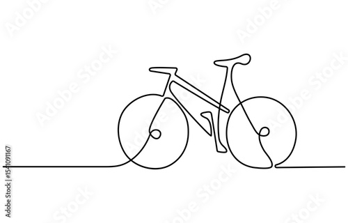 Art of bicycle. continuous line drawing of a bicycle. cycling with a Healthy lifestyle. single-line art of a classic bicycle isolated on a white background.