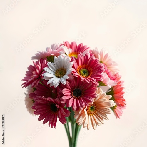 A bouquet of flowers, distinctly divided into sections, emphasizing bold areas, soft focus, and a hazy background using a soft cinematic haze filter