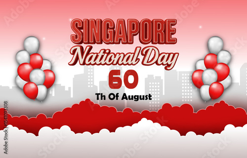 singapore national independence day 60th of august with balloon background