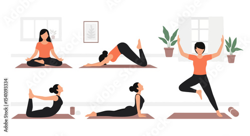 Yoga Poses: A Vector Illustration for Wellness and Fitness
